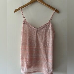 American Eagle Outfitters Women's Sheer Knit Cami Tank Top Blush Pink Y2K Vibes